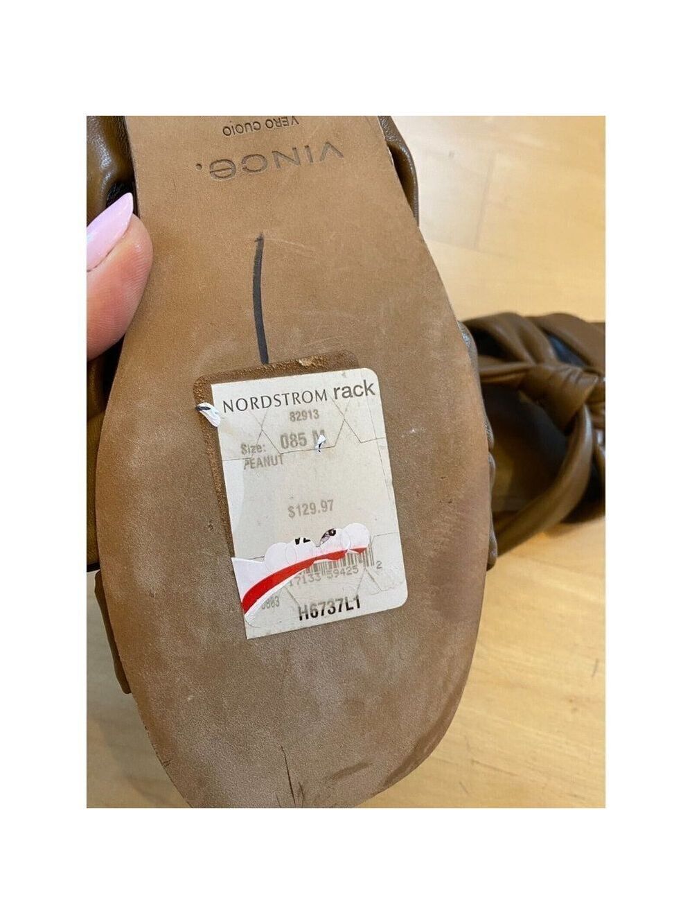 VINCE NEW Women's brown "Elm" knot sandals leather slingback flats - Picture 5 of 6